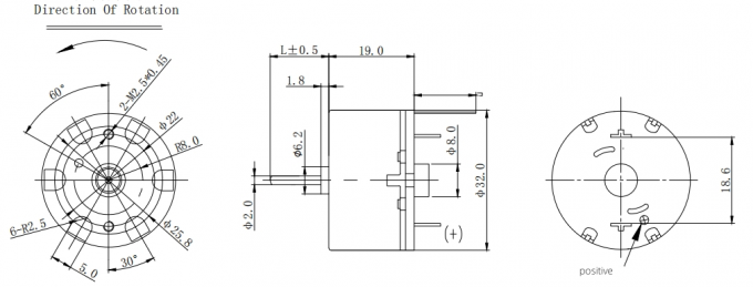 Vacuum Side Brush Motor RK-500TB diameter Φ32mm Brushed Micro DC Electric Motor Dimension