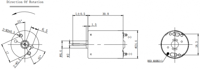 12V 24V 6000Rpm 24mm Mini 370 Motor DC High Speed  For Miniature Diaphragm Pumps Dimension