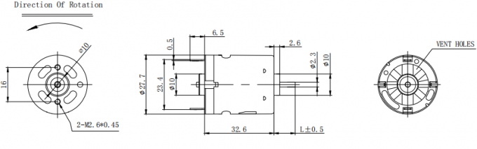 360 6800Rpm 24V Mini Small Electric Motor Carbon Brushes For Electric Power Tools  Dimension