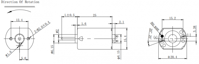 FK-130 6V 12V 24V FK-130 Dual Shaft  Motor Dimension