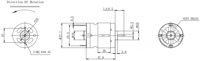 27.7mm 4400rpm RS380 12V DC Electric Motors Dual Shaft  Small High Torque Mini Motor Dimension