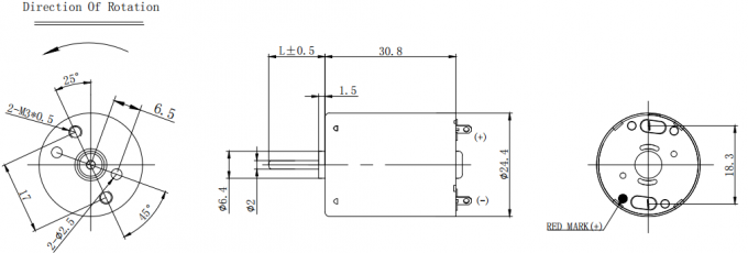 3V-36V 370 Mini Motor With  Metal Copper Worm Gear Dimension