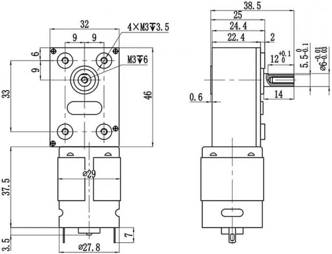 Dimension For JGY385 Low Speed Self-clocking Geared Motor Worm Gear Motor 