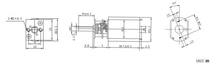 13mm 6V 100RPM  Miniature Gear Motor High Torque Gearbox For Express Cabinet Lock Dimensions
