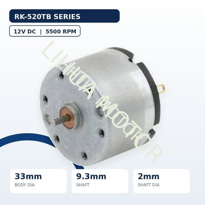 RK-520TB-17400 12V 5500RPM Carbon Brush DC Motor 33mm Long Shaft for Automatic Toilet Seat