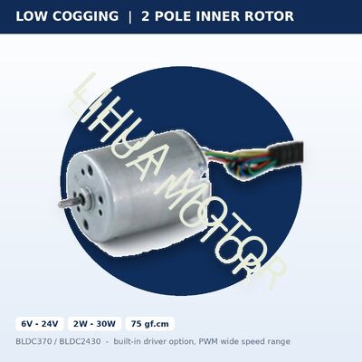 BLDC370 BLDC2430 6V 24V Brushless DC Motor 24.4mm 2 Pole Low Cogging 75 gf.cm with Built-In Driver