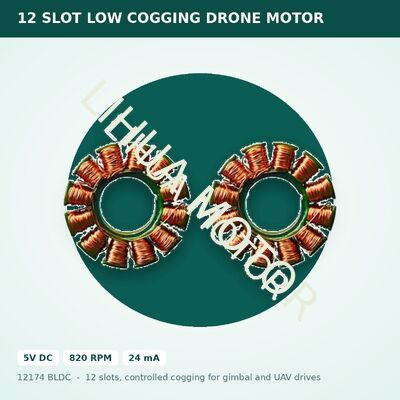 12174 BLDC 12 Slot 5V Brushless DC Motor 22.5mm 820 RPM Low Cogging for Drone Gimbal