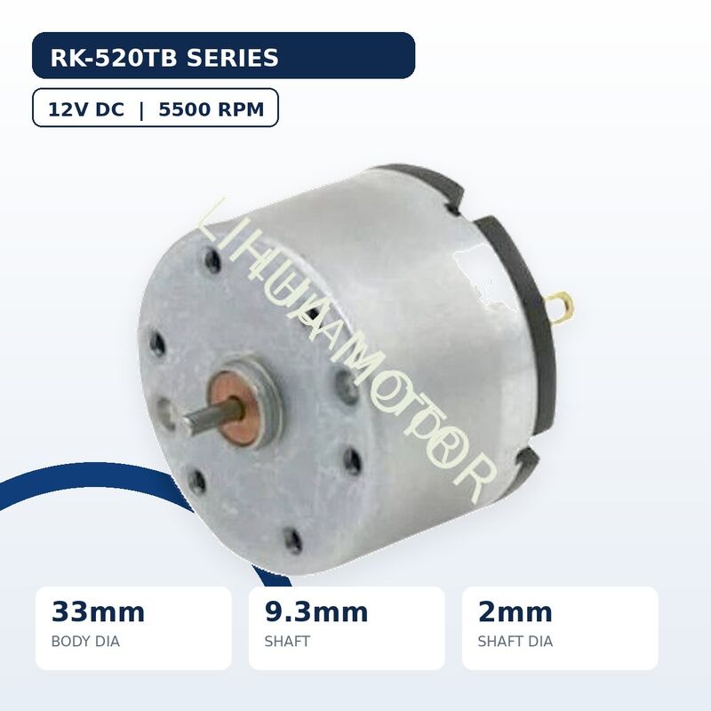RK-520TB-17400 12V 5500RPM Carbon Brush DC Motor 33mm Long Shaft for Automatic Toilet Seat
