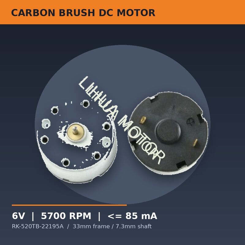 RK-520TB-22195A 6V 5700RPM Low Current Carbon Brush DC Motor 33mm for Mini Air Pump