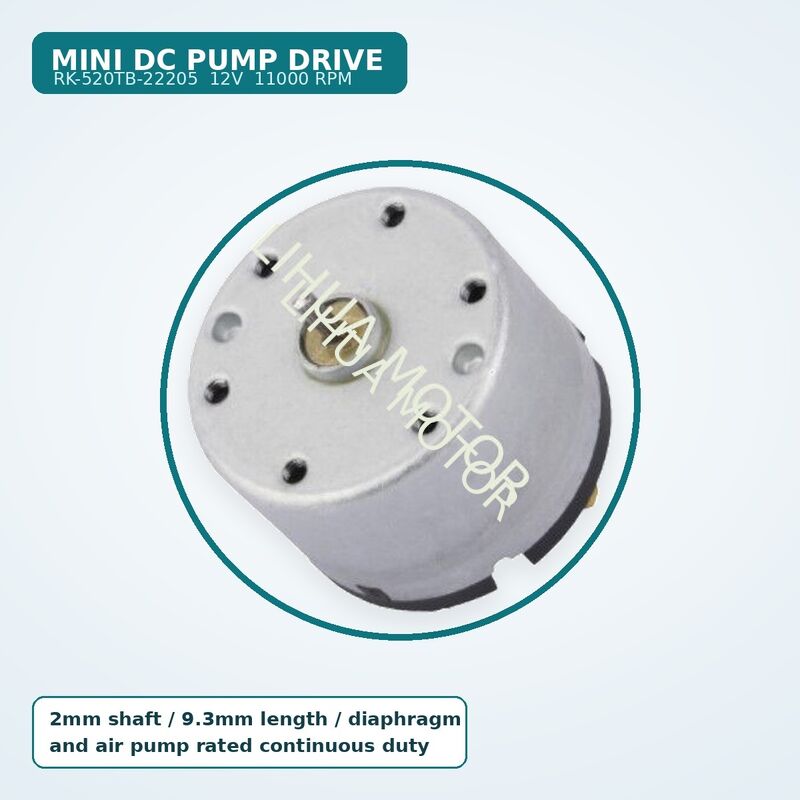 RK-520TB-22205 12V 11000RPM Mini DC Pump Motor Carbon Brush 2mm Shaft for Diaphragm Pump