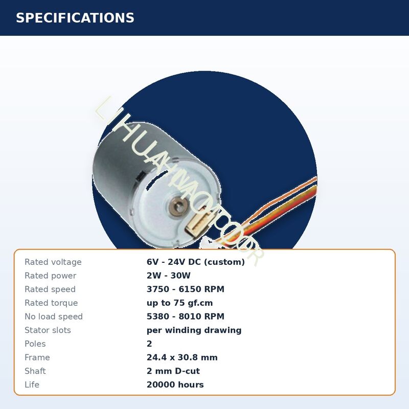 BLDC370 BLDC2430 6V 24V Brushless DC Motor 24.4mm 2 Pole Low Cogging 75 gf.cm with Built-In Driver