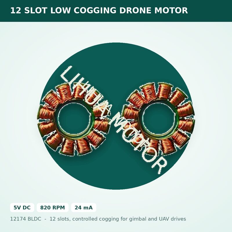 12174 BLDC 12 Slot 5V Brushless DC Motor 22.5mm 820 RPM Low Cogging for Drone Gimbal